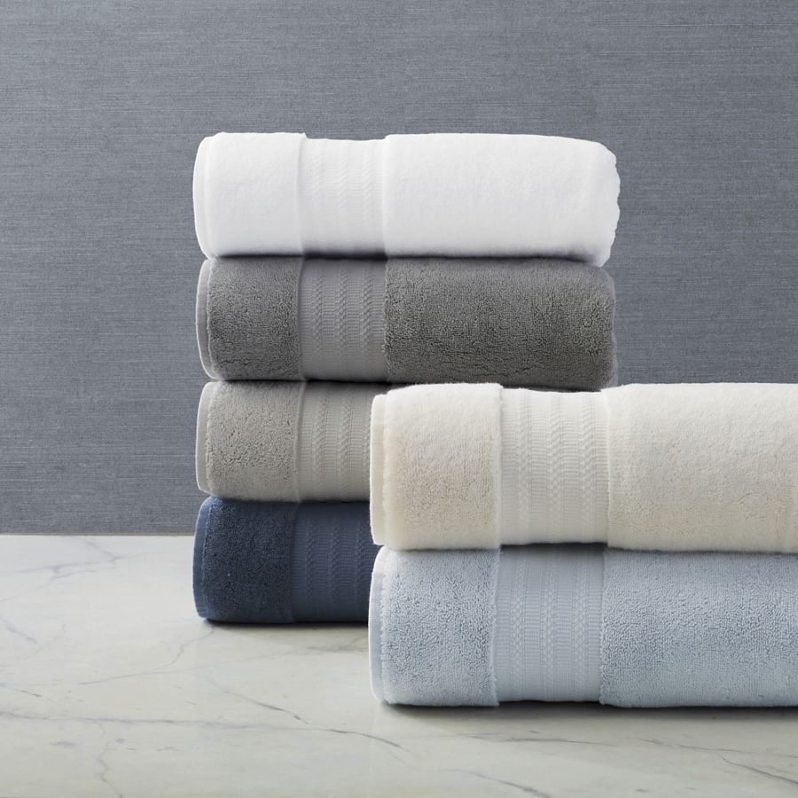 Frontgate Resort Collection bath towels stacked in white