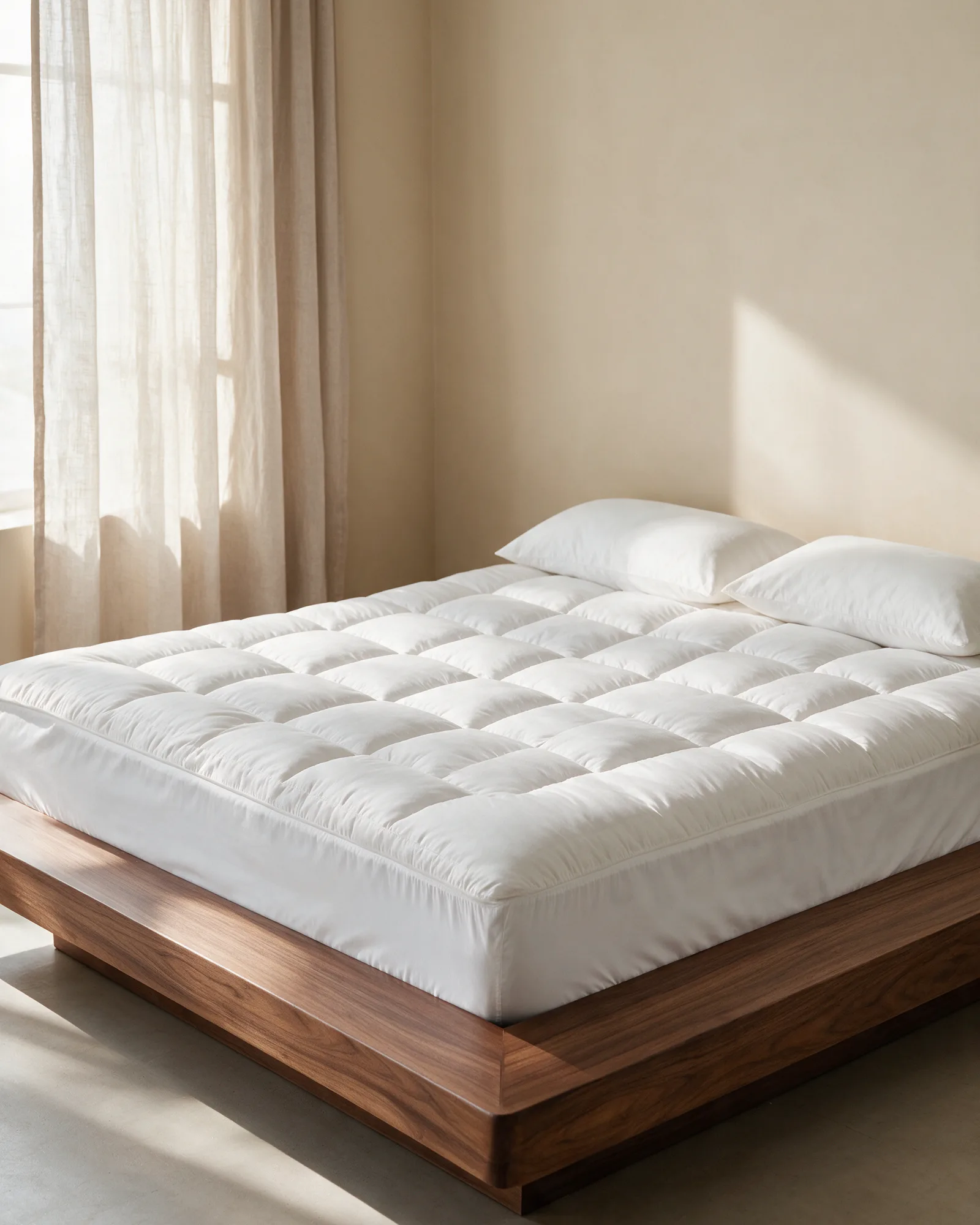 Kemet Cloud Mattress Topper fitted on a queen bed