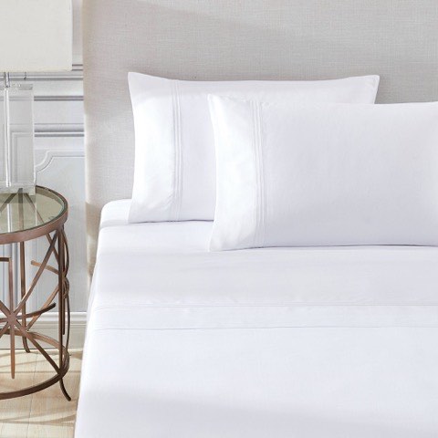 Egyptian cotton pillowcases on a bed